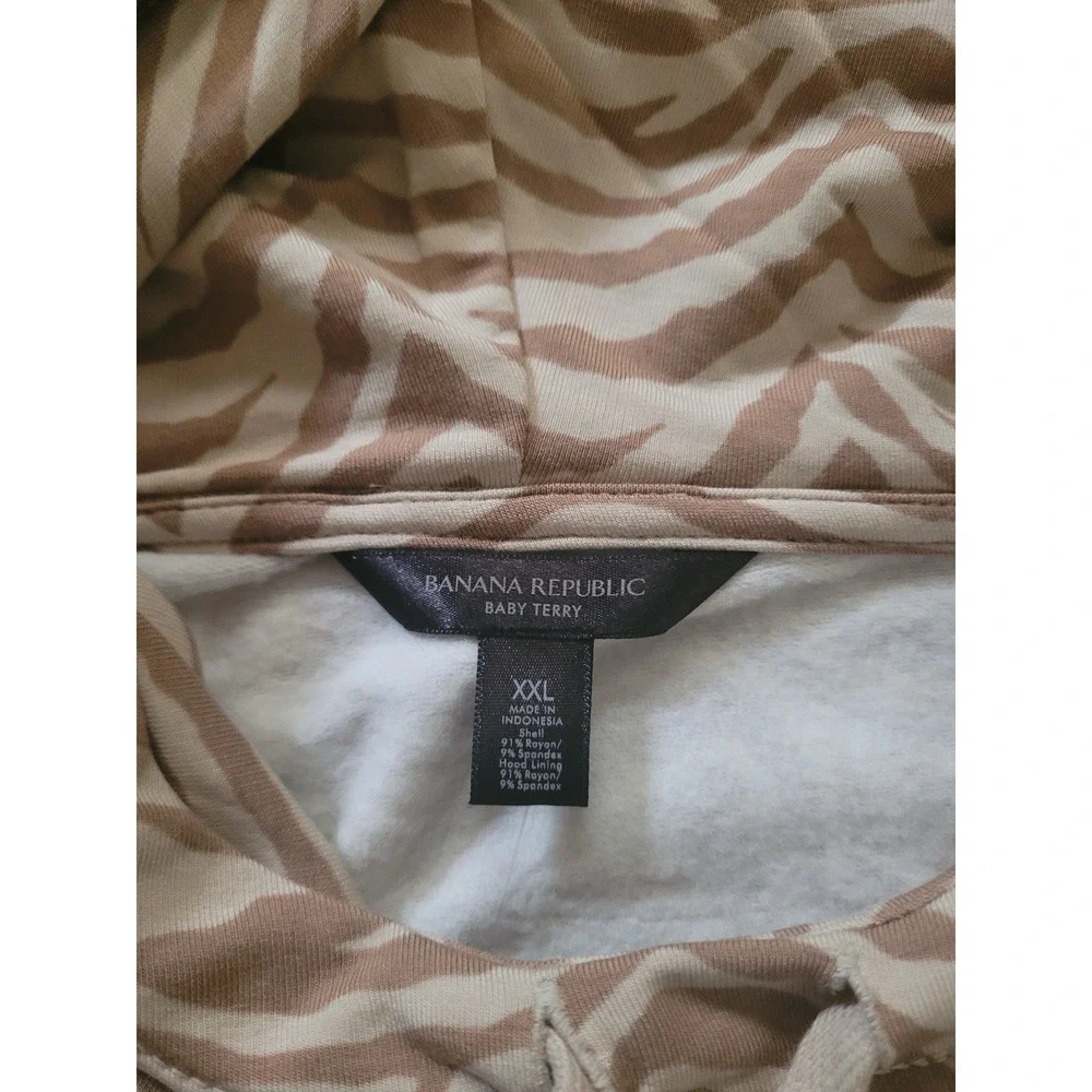 Banana Republic Baby Terry Zebra Print Terry Hoodie XXL Women's Pullover - Picture 2 of 3